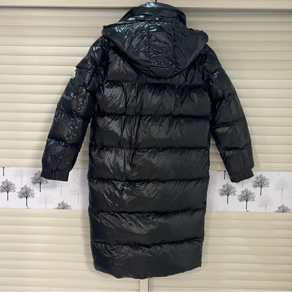 Moncler Black Shiny Down Long Jacket - Picture 2 of 16